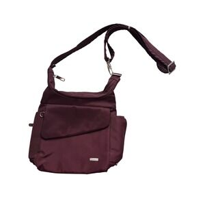 Travelon Crossbody Bag Women Medium Burgundy Anti Theft RFID Travel Purse